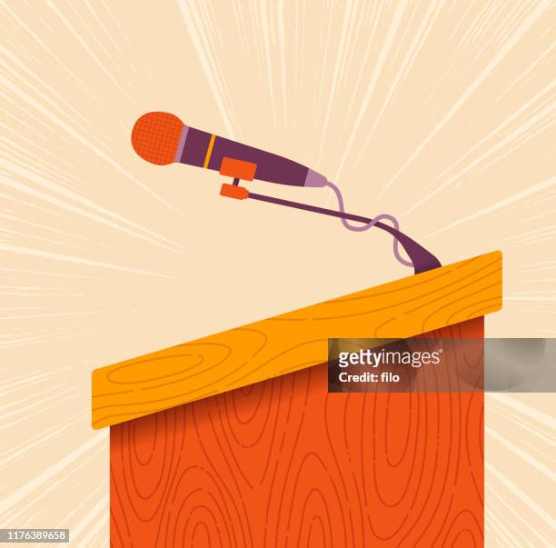 speaker dais or lectern - lectern stock illustrations