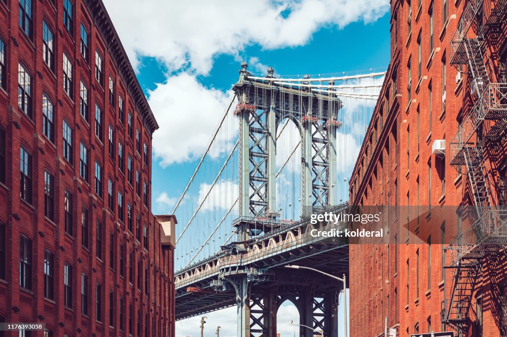 View of Manhattan Bridge from Dumbo neighborhood
