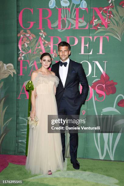 Olivia Palermo and Johannes Huebl attend the Green Carpet Fashion Awards during the Milan Fashion Week Spring/Summer 2020 on September 22, 2019 in...