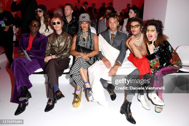 Curtis Harding, Beck, Kelsey Lu, Ghali, Jeffertitti Moon and Dani Miller attend the Gucci show during Milan Fashion Week Spring/Summer 2020 on...