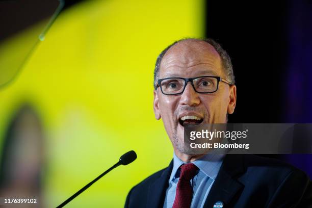 Tom Perez, chairman of the Democratic National Committee , speaks during the DNC Women's Leadership Forum conference in Washington, D.C., U.S., on...
