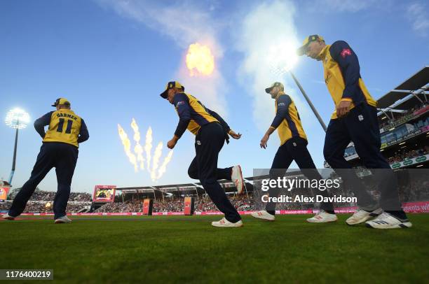 Essex take to the field during the Vitality T20 Blast Final match between Worcestershire Rapids and Essex Eagles at Edgbaston on September 21, 2019...