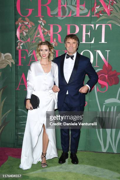 Carolina Cucinelli and Brunello Cucinelli attend attends the Green Carpet Fashion Awards during the Milan Fashion Week Spring/Summer 2020 on...
