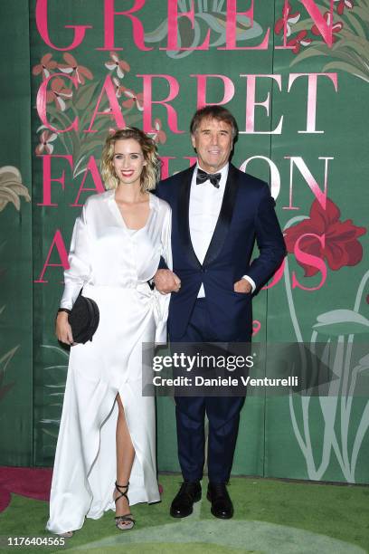 Carolina Cucinelli and Brunello Cucinelli attend attends the Green Carpet Fashion Awards during the Milan Fashion Week Spring/Summer 2020 on...