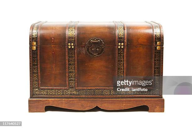 antique wooden trunk - trunk stock pictures, royalty-free photos & images