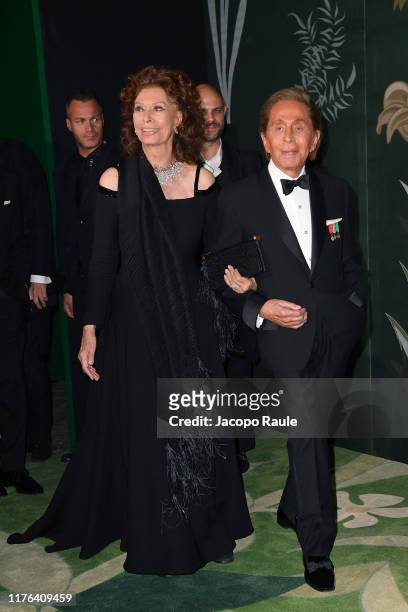 Sophia Loren and Valentino Garavani attend the Green Carpet Fashion Awards during the Milan Fashion Week Spring/Summer 2020 on September 22, 2019 in...