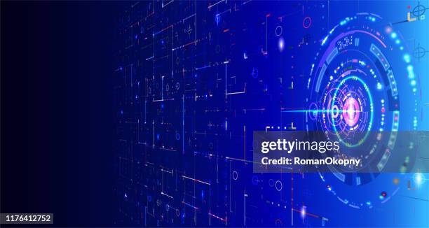 perspetrive technology abstract background - merging circles stock illustrations