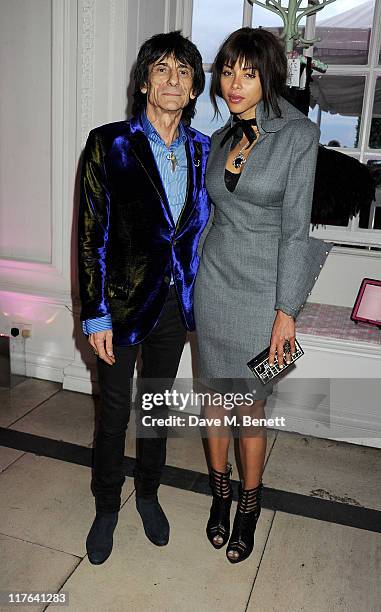 Ronnie Wood and Ana Araujo attend the English National Ballet Summer Party held at The Orangery at Kensington Palace on June 29, 2011 in London,...