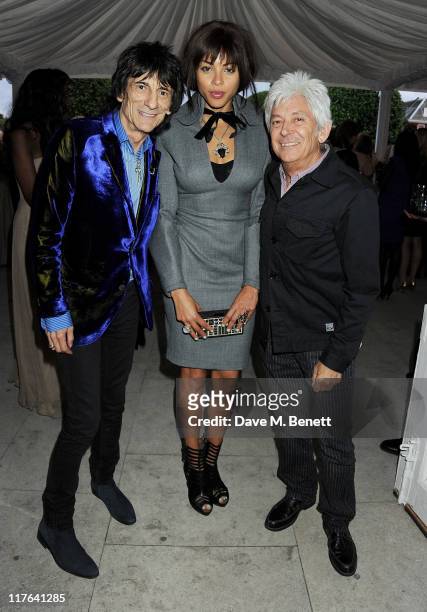 Ronnie Wood, Ana Araujo and Ian McLagan attend the English National Ballet Summer Party held at The Orangery at Kensington Palace on June 29, 2011 in...