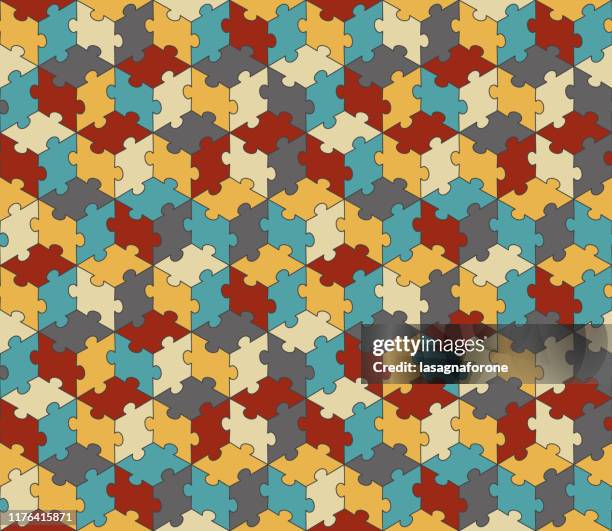 seamless jigsaw pattern vector - rubix cube stock illustrations