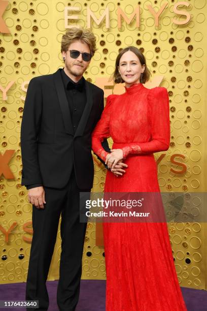 Renn Hawkey and Vera Farmiga attend the 71st Emmy Awards at Microsoft Theater on September 22, 2019 in Los Angeles, California.