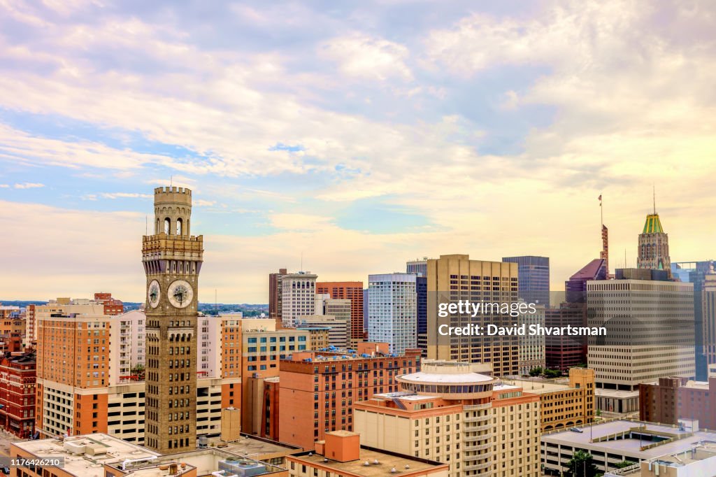 Baltimore City Skyline - Baltimore, Maryland, USA, September 2019