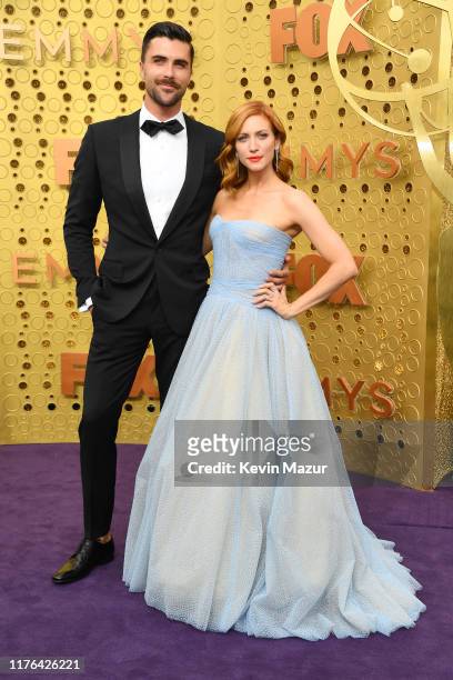 Tyler Stanaland and Brittany Snow attend the 71st Emmy Awards at Microsoft Theater on September 22, 2019 in Los Angeles, California.