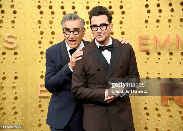 Eugene Levy and Daniel Levy attends the 71st Emmy Awards at Microsoft Theater on September 22, 2019 in Los Angeles, California.