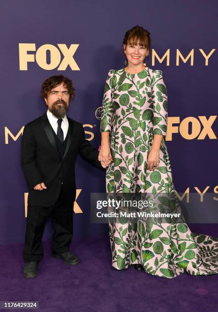 Peter Dinklage and Erica Schmidt attend the 71st Emmy Awards at Microsoft Theater on September 22, 2019 in Los Angeles, California.