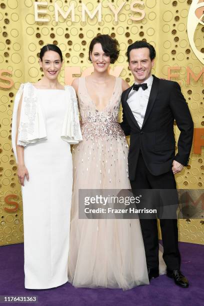 Sian Clifford, Phoebe Waller-Bridge, and Andrew Scott attend the 71st Emmy Awards at Microsoft Theater on September 22, 2019 in Los Angeles,...
