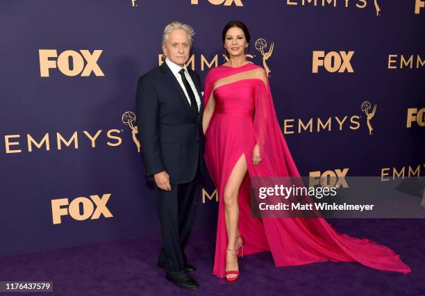 Michael Douglas and Catherine Zeta-Jones attend the 71st Emmy Awards at Microsoft Theater on September 22, 2019 in Los Angeles, California.