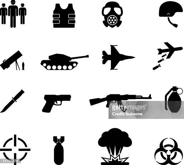 ilustrações de stock, clip art, desenhos animados e ícones de guerra preto e branco vector conjunto de ícones royalty free - bomba