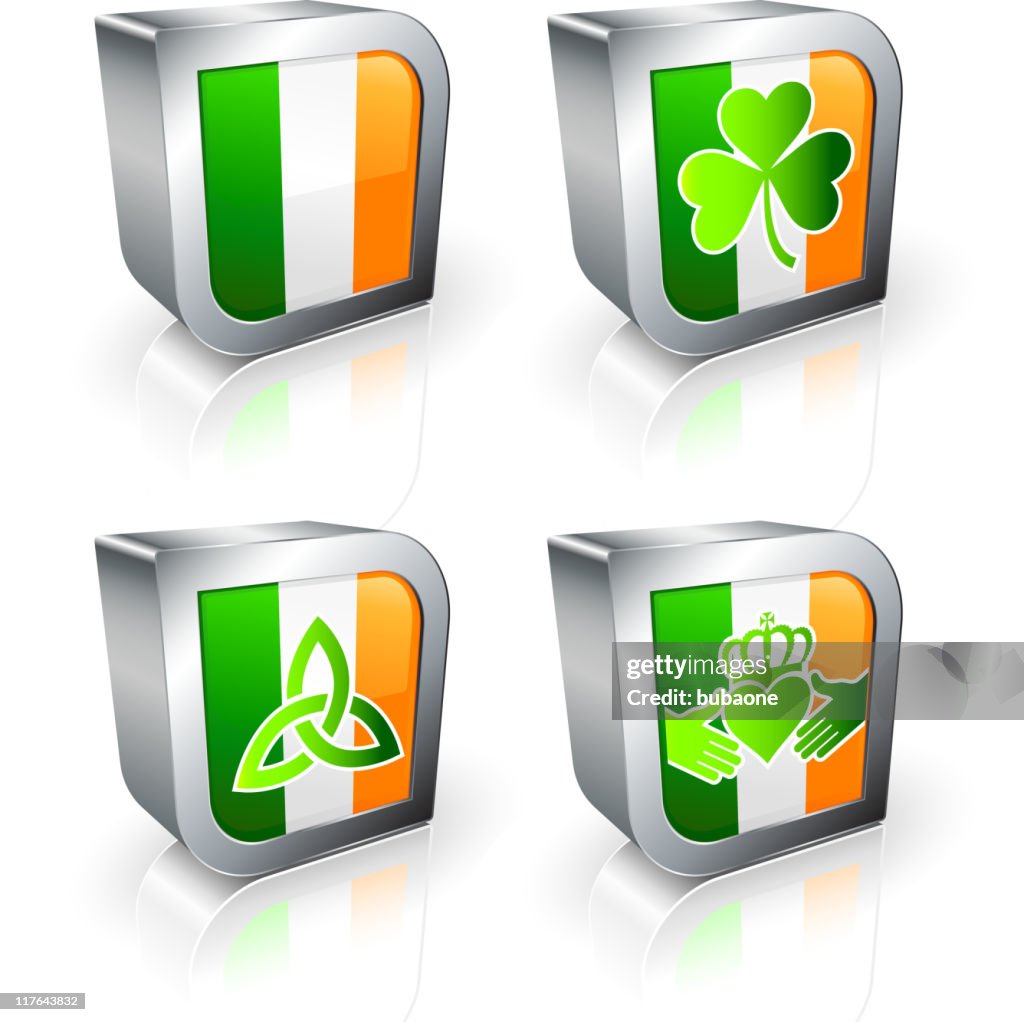 Cultura irlandese 3D set di icone vettoriali royalty-free