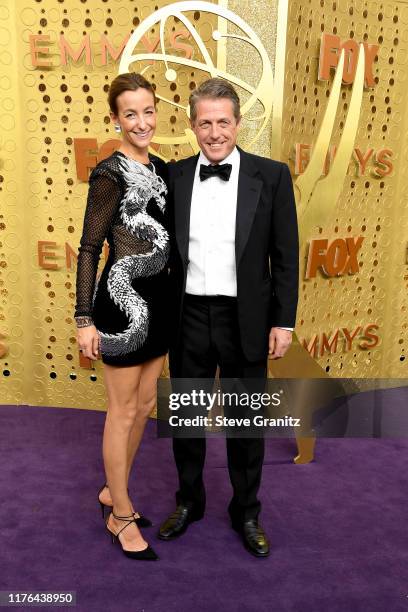 Anna Elisabet Eberstein and Hugh Grant attend the 71st Emmy Awards at Microsoft Theater on September 22, 2019 in Los Angeles, California.