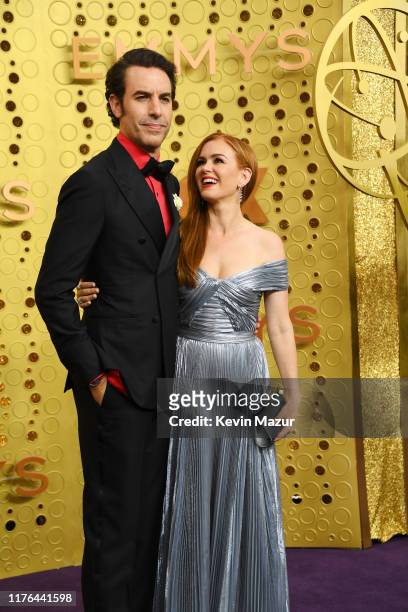 Sacha Baron Cohen and Isla Fisher attend the 71st Emmy Awards at Microsoft Theater on September 22, 2019 in Los Angeles, California.