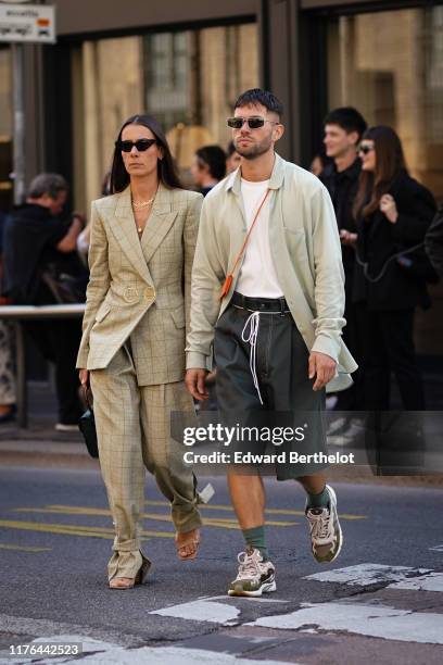 Alice Barbier and Jean-Sebastien Rocques attend the Ermanno Scervino show at Milan Fashion Week Spring Summer 2020 on September 21, 2019 in Milan,...