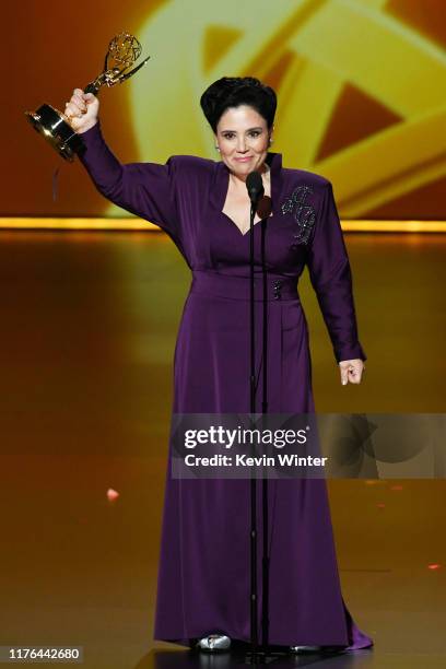 Alex Borstein accepts the Outstanding Supporting Actress in a Comedy Series award for 'The Marvelous Mrs. Maisel' onstage during the 71st Emmy Awards...