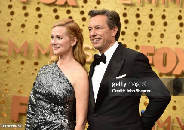 Laura Linney and Marc Schauer attend the 71st Emmy Awards at Microsoft Theater on September 22, 2019 in Los Angeles, California.