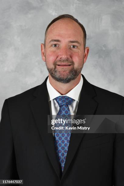 Peter DeBoer, Head Coach of the San Jose Sharks poses for his official headshot for the 2019-2020 season at Solar4America on September 12, 2019 in...
