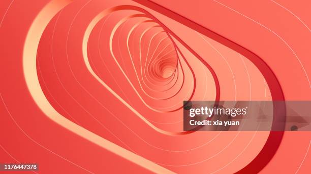 abstract space swirl in living coral colour - concentric stock pictures, royalty-free photos & images