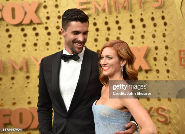 Tyler Stanaland and Brittany Snow attend the 71st Emmy Awards at Microsoft Theater on September 22, 2019 in Los Angeles, California.