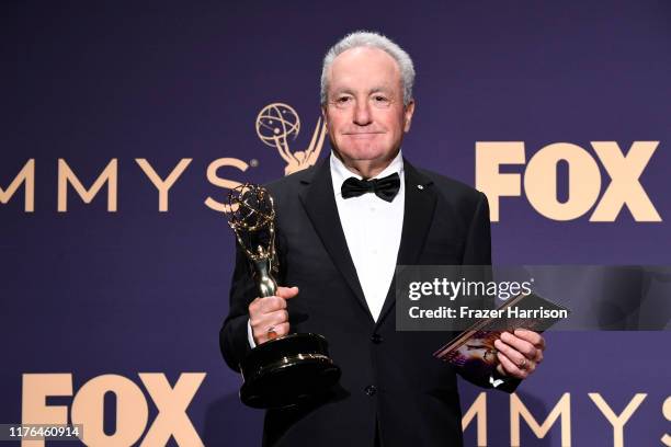 Lorne Michaels poses with award for Outstanding Variety Sketch Series in the press room during the 71st Emmy Awards at Microsoft Theater on September...