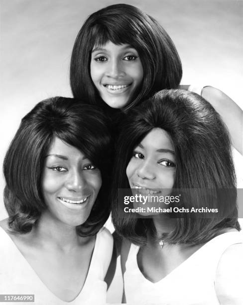 Ike and Tina Turner backup singers and recording artists The Ikettes (L-R Venetta Fields, Robbie Montgomery and Jessie Smith pose for a portrait...