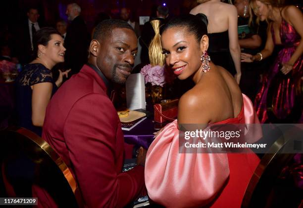 Sterling K. Brown and Susan Kelechi Watson attend the Governors Ball during the 71st Emmy Awards at L.A. Live Event Deck on September 22, 2019 in Los...