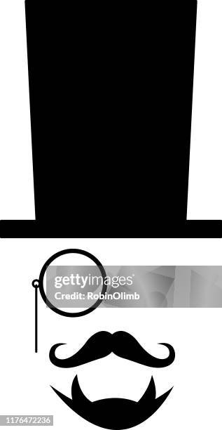 man with top hat and monocle - mustache isolated stock illustrations