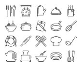 20 Culinary icons. Kitchen and Cooking line icon set. Vector illustration.