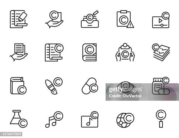 copyright icon set - intellectual property stock illustrations