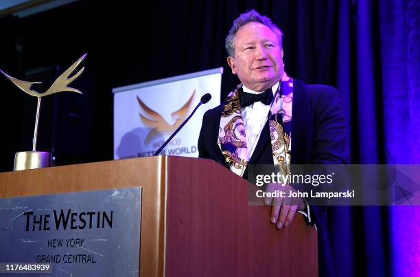 Andrew Forrest speaks during Monaco Better World Forum Gala 2019 at Westin Grand Central on September 22, 2019 in New York City.