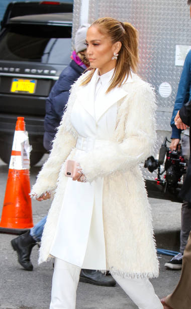 Jennifer Lopez is seen on the movie set of the 'Marry Me' in Uptown, Manhattan on October 17, 2019 in New York City.