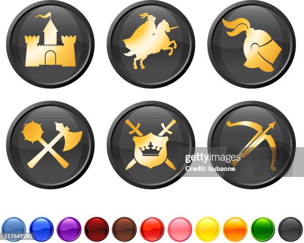 medieval knight royalty free vector icon set - crossbow illustration stock illustrations