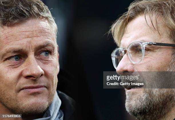 In this composite image a comparison has been made between Ole Gunnar Solskjaer, Manager of Manchester United and Liverpool manager Jurgen Klopp....