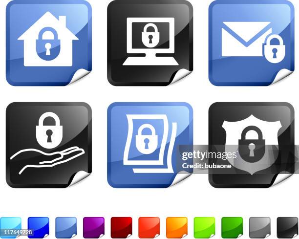 total security royalty free vector icon set stickers - security response stock illustrations