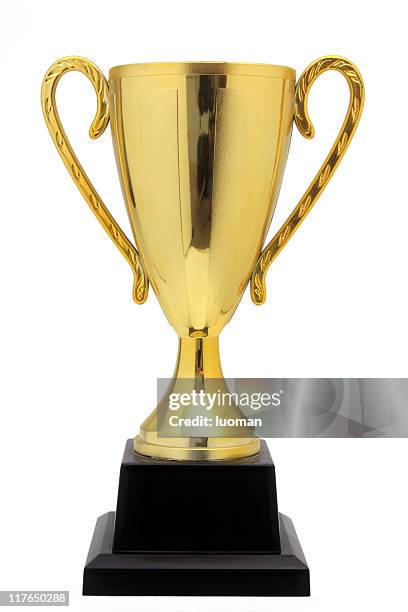 trophy - award white background stockfoto's en -beelden