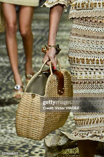 Model walks the runway at the Dolce & Gabbana Ready to Wear fashion show during the Milan Fashion Week Spring/Summer 2020 on September 22, 2019 in...