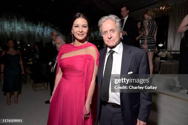 Catherine Zeta-Jones and Michael Douglas attend the 2019 Netflix Primetime Emmy Awards After Party at Milk Studios on September 22, 2019 in Los...