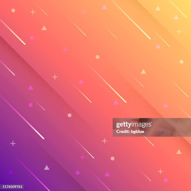 abstract design with geometric shapes - trendy orange gradient - shooting star space stock illustrations