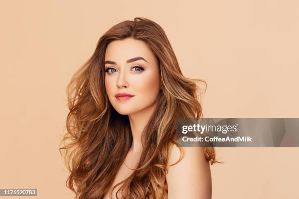 beautiful woman - brown hair stock pictures, royalty-free photos & images