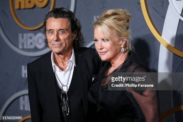 Ian McShane and Gwen Humble attend HBO's Post Emmy Awards Reception on September 22, 2019 in Los Angeles, California.
