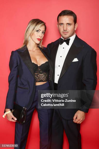 Elisabetta Cristinziano and Giovanni D’Antonio attend the amfAR Gala Milano 2019 at Palazzo Mezzanotte on September 21, 2019 in Milan, Italy.