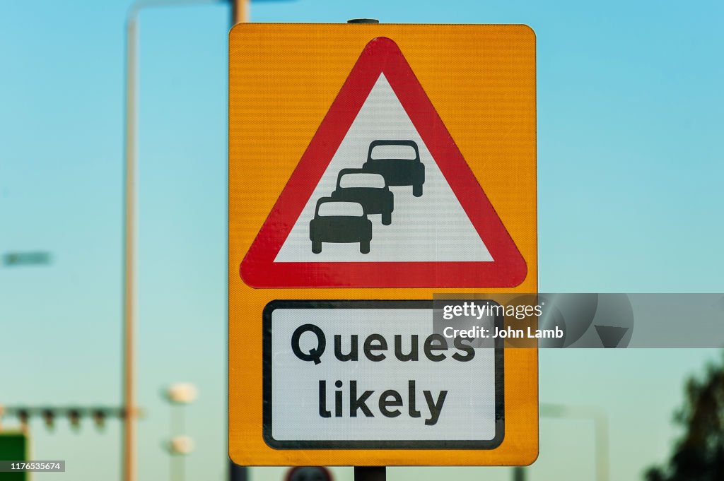 "Queues Likely" road sign